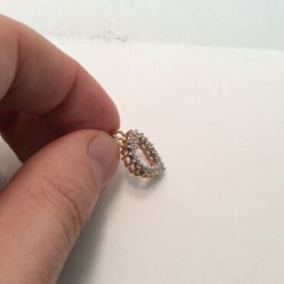 LADIES 14K REAL SOLID GOLD REAL DIAMOND HEART CHARM PENDANT 2.70GR   .45CT - Picture 7 of 8